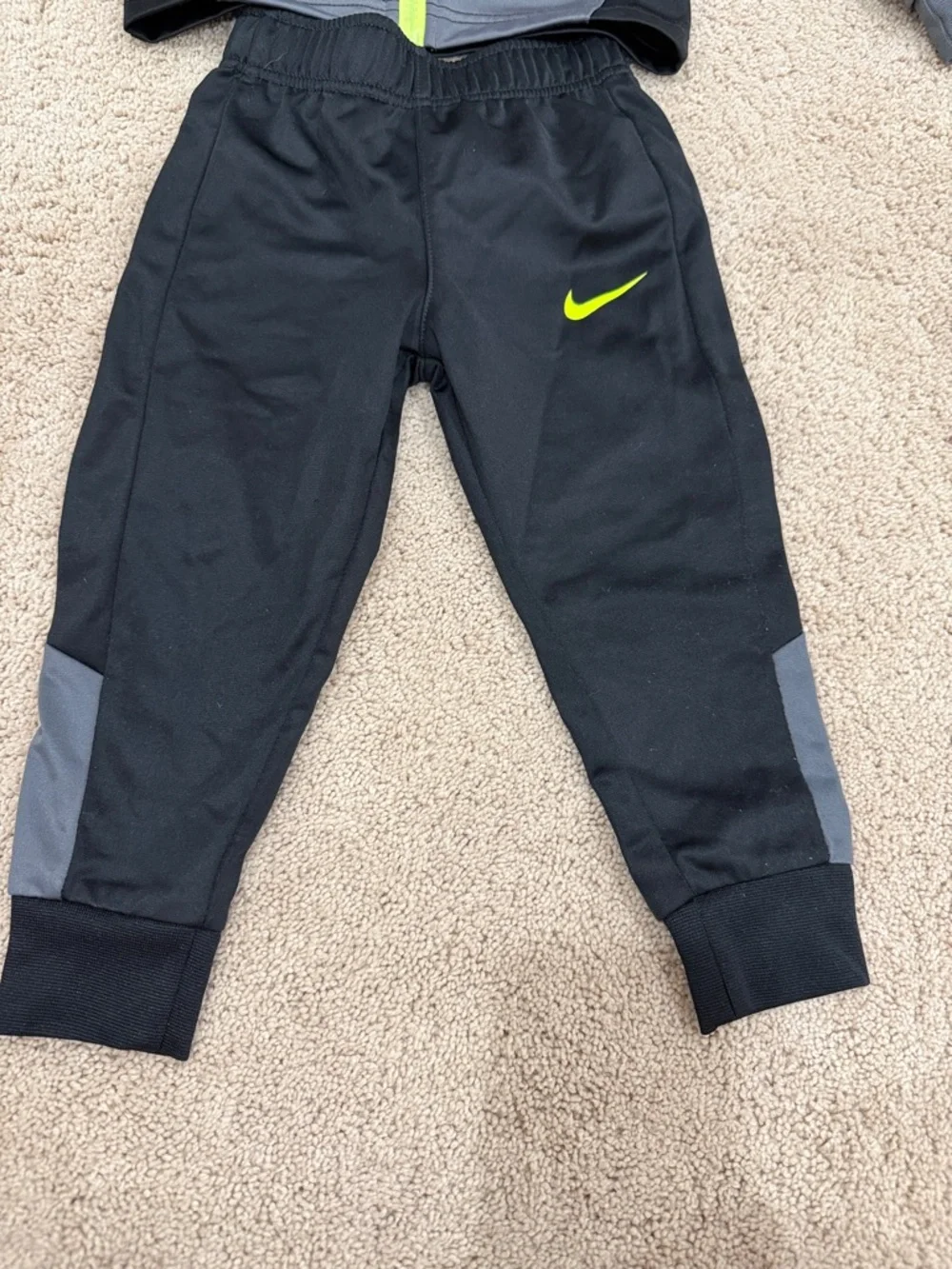 Nike Grey & Black Kids Track Set with Neon Yellow Accents - Picture 2 of 5